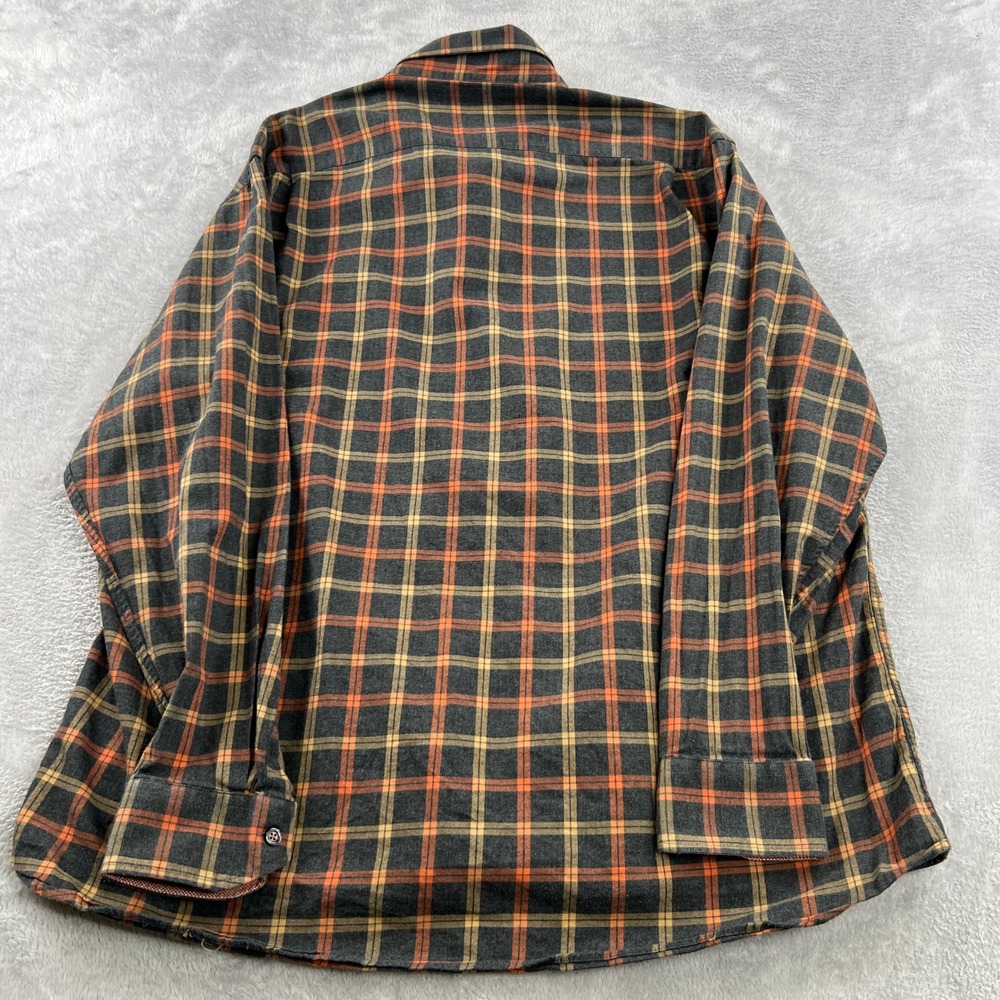 Patrick James Reserve Plaid Flannel Button Down 2XL Orange Grey Classic Shirt - Picture 3 of 12